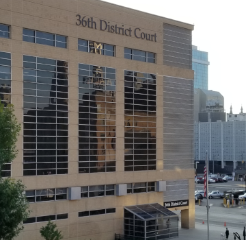 Exterior photograph of the 36th District Court